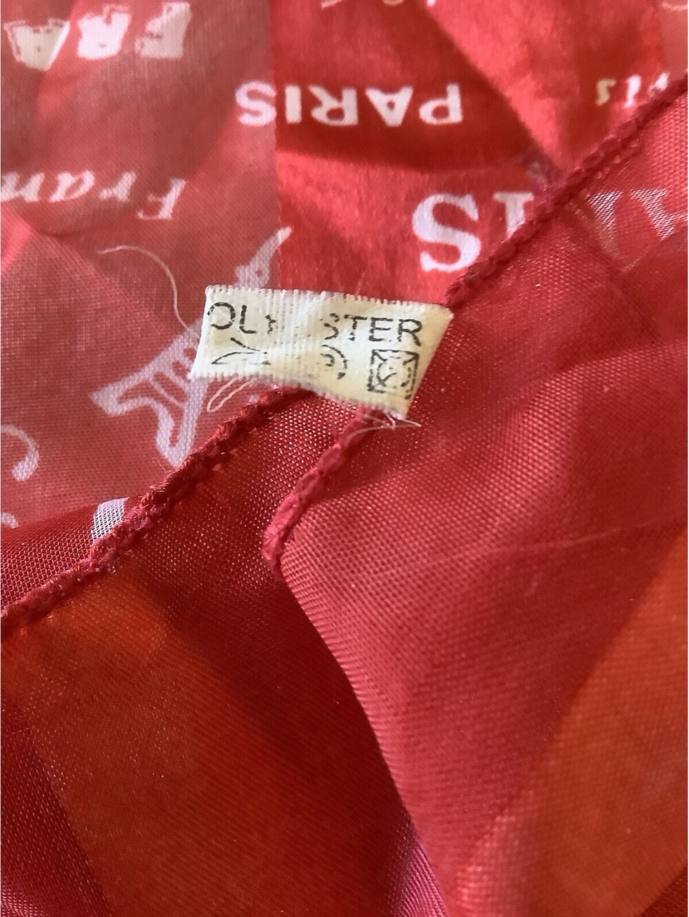 Paris, France, White on Red Scarf  100% Polyester 39" Square - Picture 6 of 9